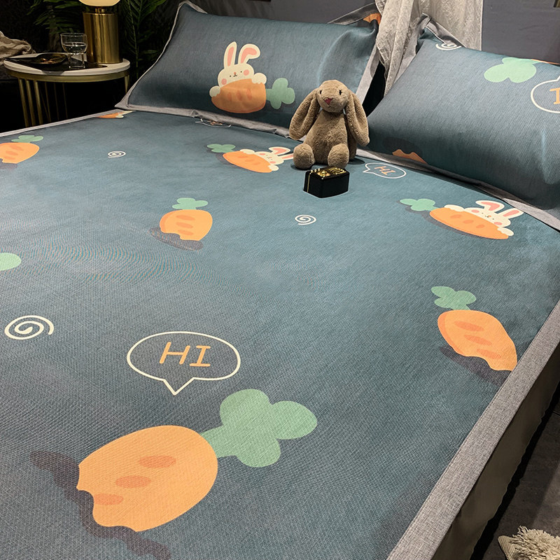 Ice silk cool summer three pieces of naked sleeping dorm single child air conditioning soft-tucked soft-tub summer can be machine water washing folding