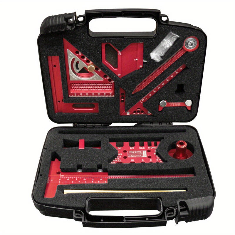 Woodworking Measuring Tool Kit with Storage Box, Woodworking Project Planning Layout Board Splicing Auxiliary Kit