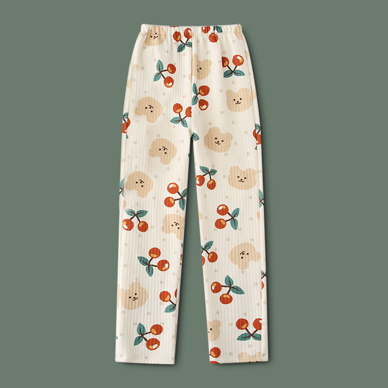 Pajamas Winter Cotton Clothes Cotton Lovely Crush Outside Wear Casual Air All Cotton Spring and Autumn Family Pants