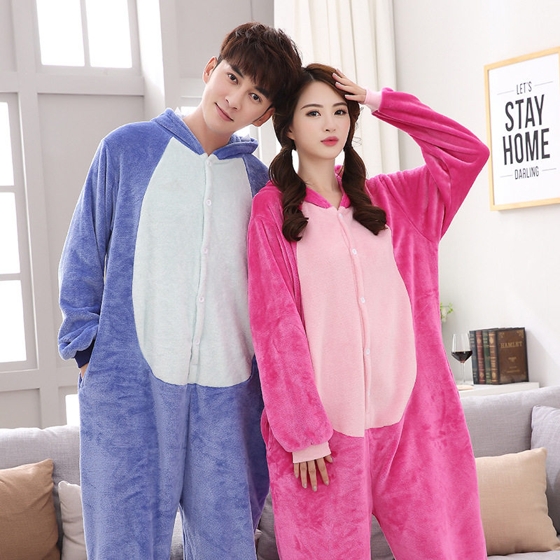 Linked pajamas men spring autumn and winter pure cotton coral velvet bathrobe student home suit