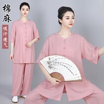 Li Ningqin summer thin cotton and linen short-sleeved Tai Chi suit for men and women new martial arts training suit group competition suit