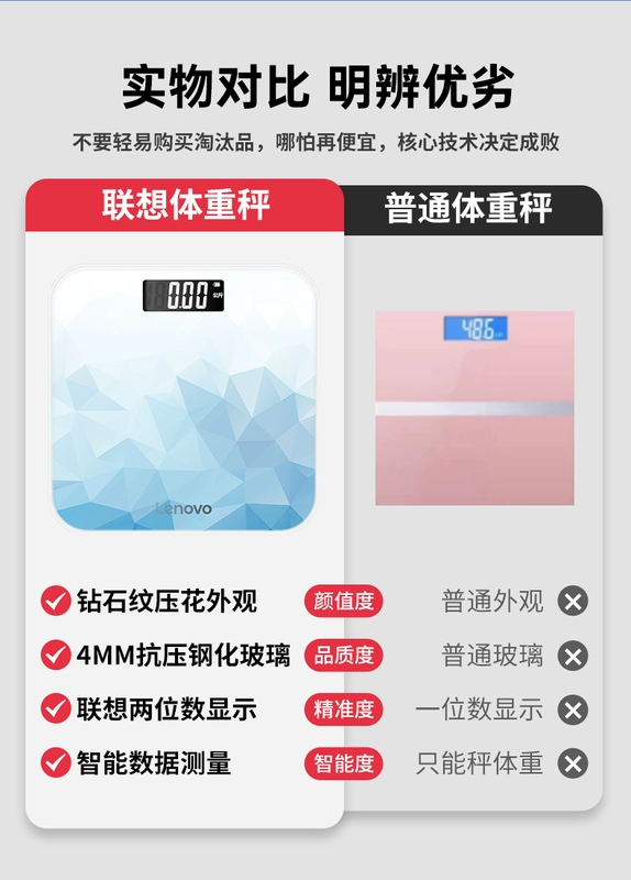 Cân điện tử Lenovo/Lenovo Cân trọng lượng cơ thể cân gia đình chính xác và bền Cân cân cơ thể người có độ chính xác nhỏ