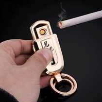 Mens multi - function key button USB charging lighter keys personality with lamp metal electronic cigarette lighter