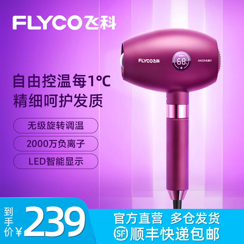 Flying Co Hair Dryer Home without injury Constant Temperature Quick Dry Hair Dryer High Power Negative Ion Light Sound Big Wind Hair Care