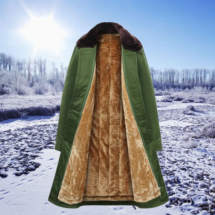 65 style military cotton coat CW military uniform large clothing male winter thickened long version grass green anti-cold clothing Lawless cotton padded jacket lengthened
