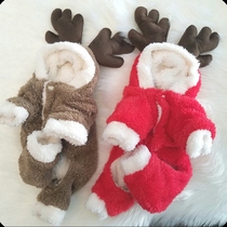 Pooch Christmas clothes Christmas hat Elk Kitty Cat Kitty Christmas Pets Full Bag Belly clothing teddy small dog clothes