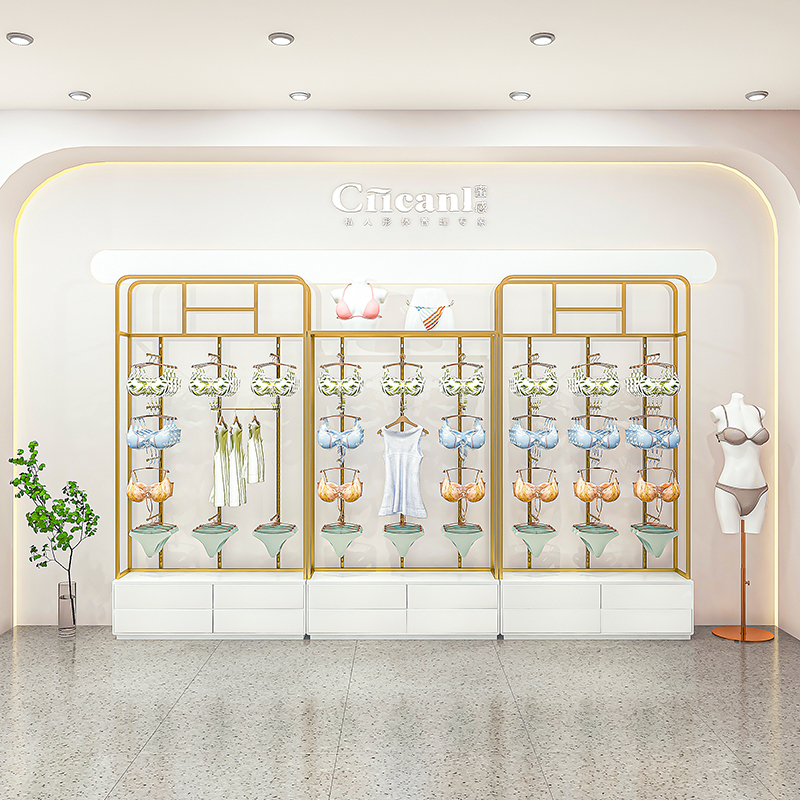 Underwear Display Rack, Bra and Underwear Shelf, Wall-Mounted Display Cabinet for Lingerie Store, Adjustable Underwear Display Stand