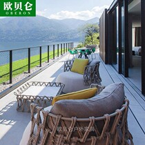 Outdoor waterproof sunscreen Rattan Sofa Outdoor Balcony Like Room Hotel Furniture Designer Net Red Sofa Chair