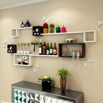 Bedroom TV cabinet room storage rack wall shelf living room Plaid Wall decorative frame TV background