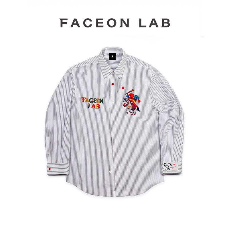 Faceonlab Joker Lauren Clown Pattern Original Design Printed Striped Casual Lapel Shirt for Men and Women Faceonlab Joker Lauren Clown Pattern Original Design Printed Striped Casual Lapel Shirt for Men and Women