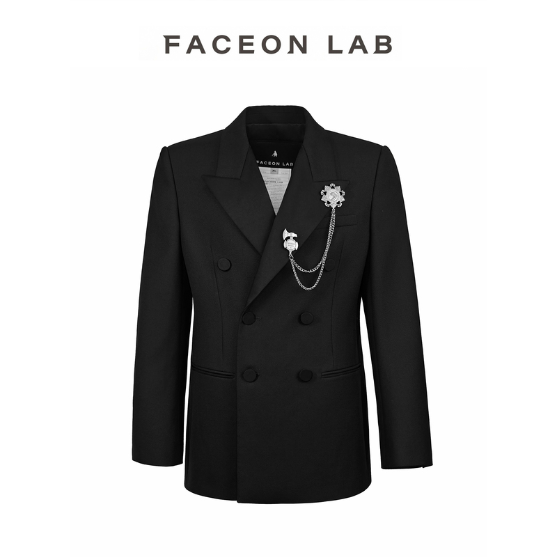 Faceonlab Celebrity Style Dark Night Medal Suit Evening Dress Light Luxury Style Notch Lapel Double-Breasted Black Suit Faceonlab Celebrity Style Dark Night Medal Suit Evening Dress Light Luxury Style Notch Lapel Double-Breasted Black Suit