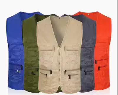 Multi-pocket vest advertising photography V-collar men's fishing work clothes Volunteer activity vest printing custom