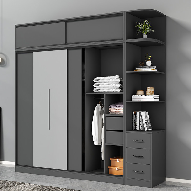 Wardrobe home bedroom all solid wood log simple modern light luxury custom children's cabinet sliding door large wardrobe