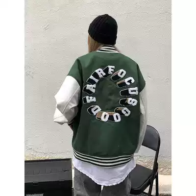 Hong Kong flavor comfortable stitching towel embroidered baseball uniform men and women 2021 spring new loose Korean tide hip hop jacket