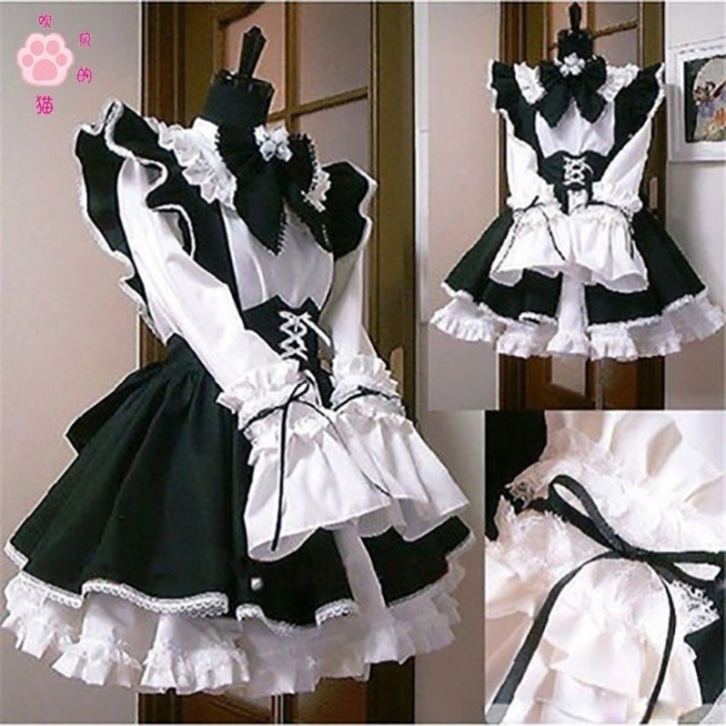 Maid Outfit, Cute Cat Blowing a Fan, Daily Life, Cute Maid Outfit, Japanese Style Women's Clothing, Boss Lady Maid Dress, Lolita Full Set