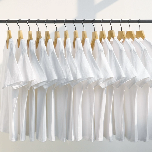 Белая хлопковая качественная базовая футболка с коротким рукавом, оверсайз