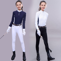 Outdoor horse riding training long sleeve girls knight training competition equipment Childrens equestrian top t-shirt quick-drying clothing