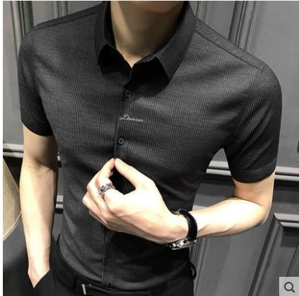 Tide Cards Short Sleeves Shirts Men's Summer New Body Streaks 100 Hitch Business Shirts Korean Version Trend Casual Clothes