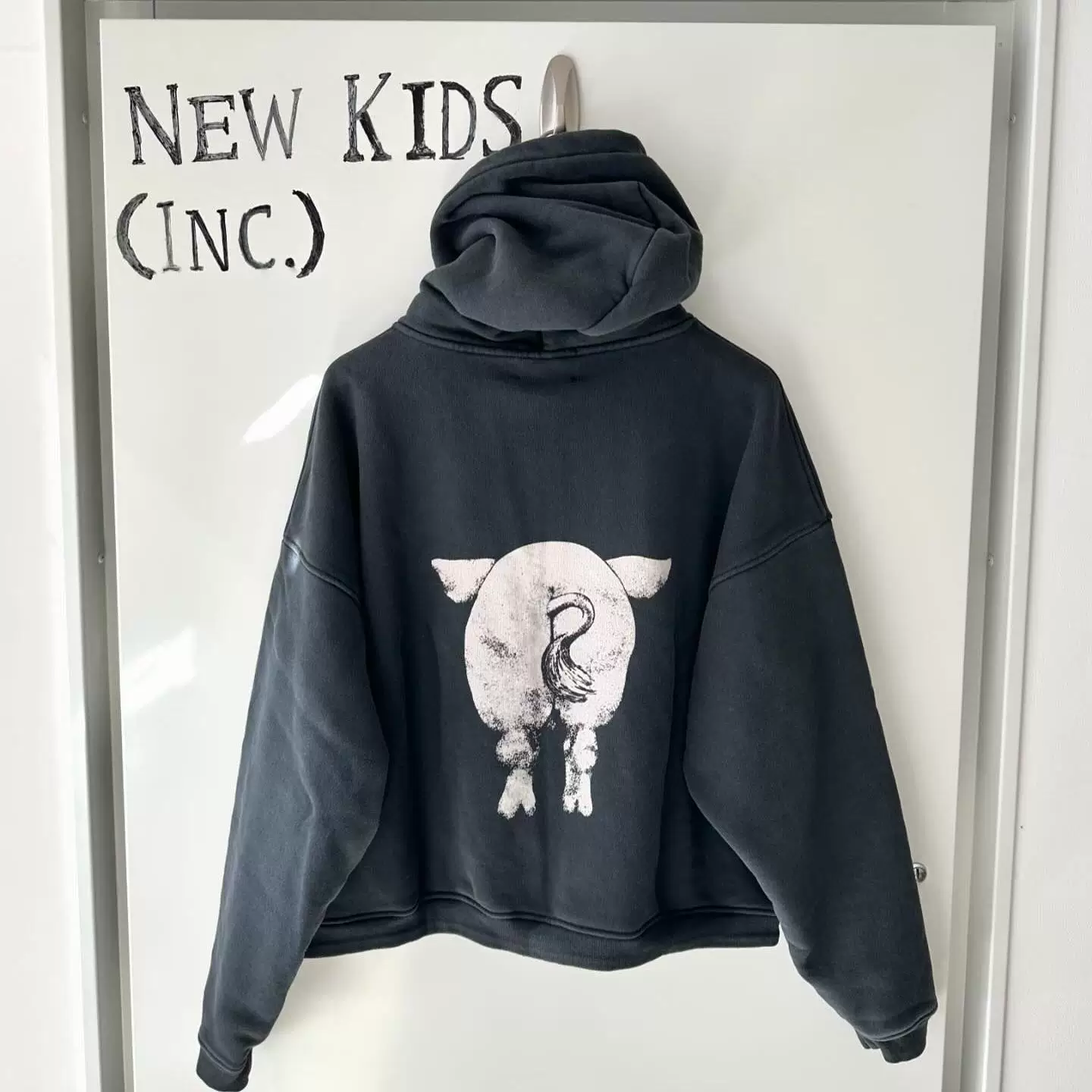 Enfants Riches DeprimesPig Man Enzyme Washed Distressed Patchwork Short Wide Zip Sweatshirt