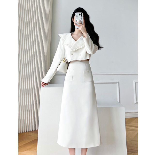 2023 spring new design sense French first love skirt big lapel two-piece suit temperament small fragrance suit skirt