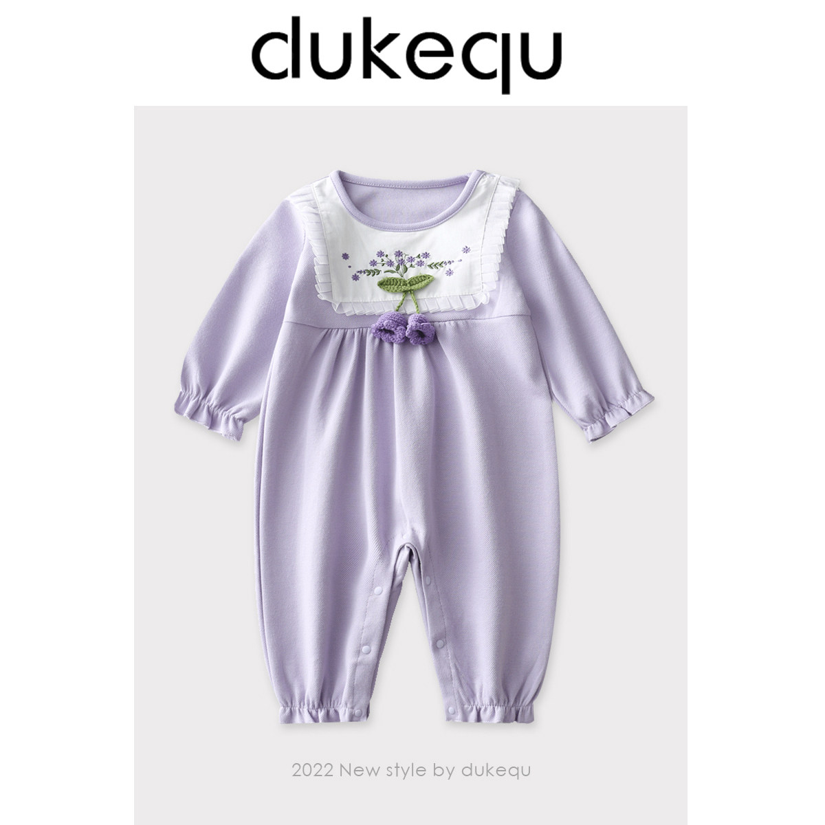 Duke fun spring clothes newborn baby girl sweet princess purple wind chimes full moon hundred days romper go out jumpsuit