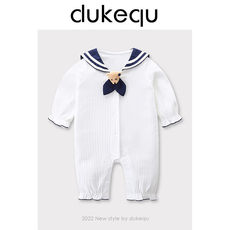Duke fun baby clothes spring newborn baby girl jumpsuit full moon princess romper spring and autumn outing clothes