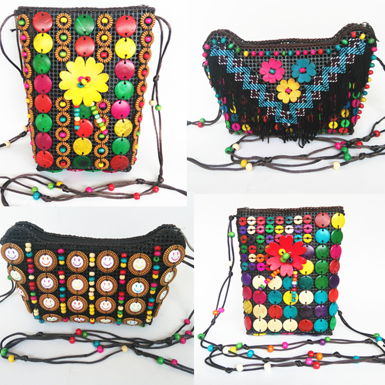 New Hainan features hand coconut shell cross bag shoulder package long national wind phone package change wallet