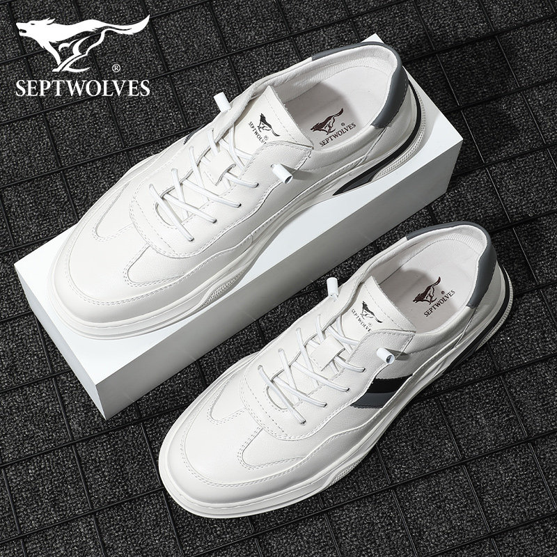 Septwolves men's shoes casual all-match shoes men's 2022 new autumn white leather men's skate shoes small white shoes