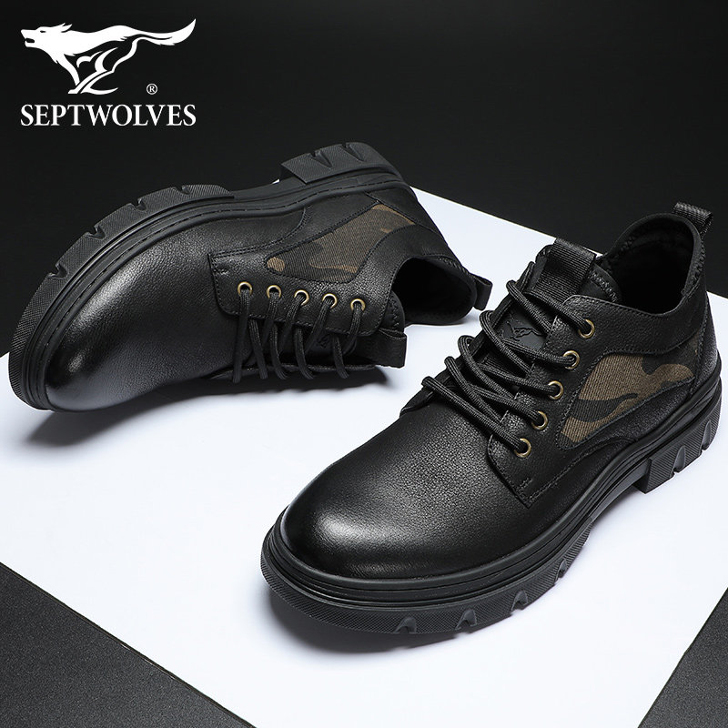 Septwolves men's shoes autumn retro Martin boots men's mid-tube 2022 new desert tooling boots leather handsome men's boots