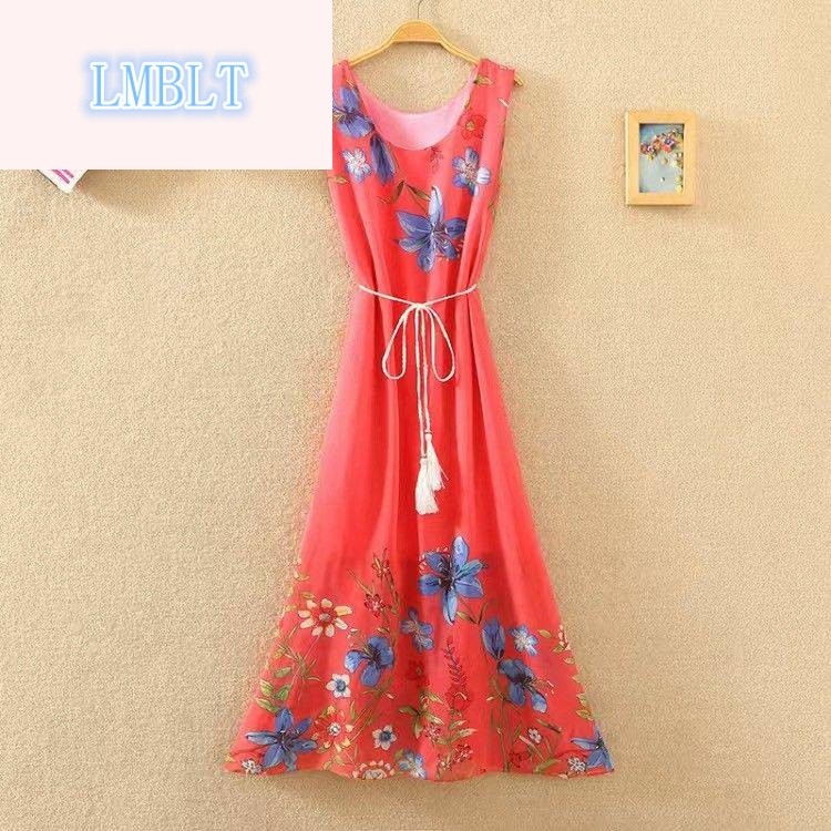 Ice silk nightdress women's summer 2022 new chiffon dress can be worn outside thin loose sweet and cute pajamas long skirt