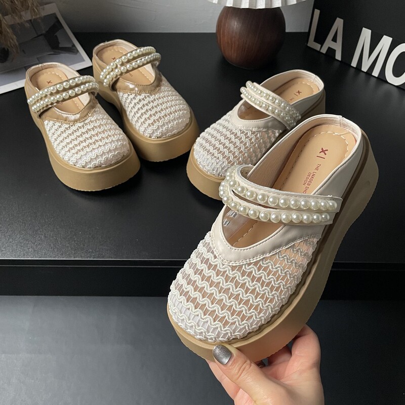 Liren's Selection of Chanel-Style Lace Hollow Breathable Mesh Women's Shoes, Summer Casual Mary Jane Soft-Soled Closed-Toe Slippers Liren's Selection of Chanel-Style Lace Hollow Breathable Mesh Women's Shoes, Summer Casual Mary Jane Soft-Soled Closed-Toe Slippers