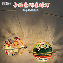 Mid-Autumn Festival gift hand-painted space star moon lantern handmade diy material transparent night light PVC scene layout