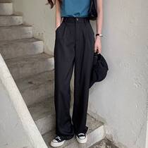 Black suit pants women Spring and Autumn high waisted wide leg pants 2021 New loose straight tube casual pants
