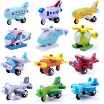 Factory direct sales wooden childrens mini airplane model fighter engineering vehicle transportation 12 car set