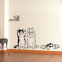 Cat wall stickers cute kitten milk tea shop layout window glass stickers pet shop creative background wall stickers
