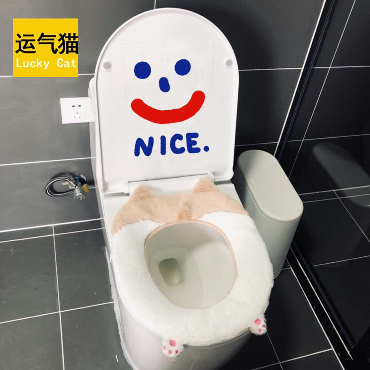 ins wind creativity cartoon cute toilet stick with smiley face individuality funny makeup room decoration waterproof stickler stickler