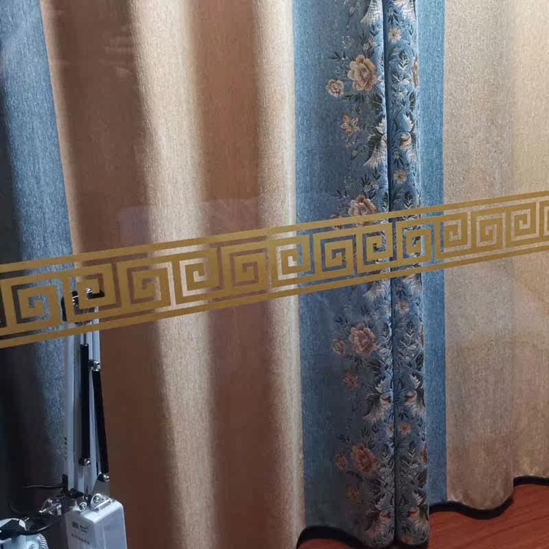 Waist line shop window door anti-collision stickers beautify glass Chinese style sliding door wall stickers simple lace stickers