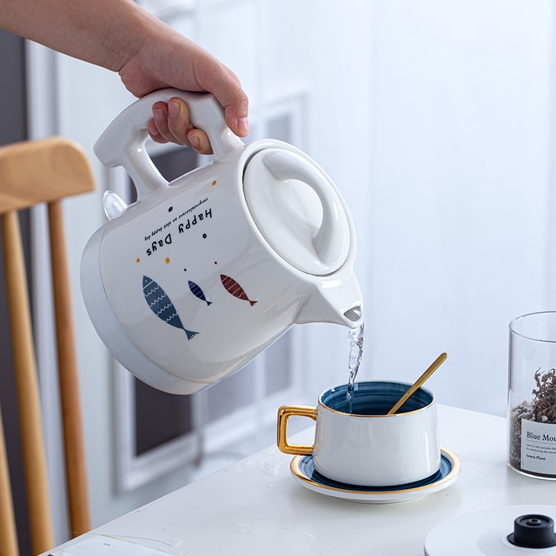 Ceramic electric kettle tea pot ins anti-dry fast cooking pot retro tea boiler kettle net red household