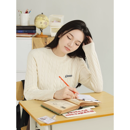 DESSUU Трикотажный цветной свитер, осенний, с вышивкой