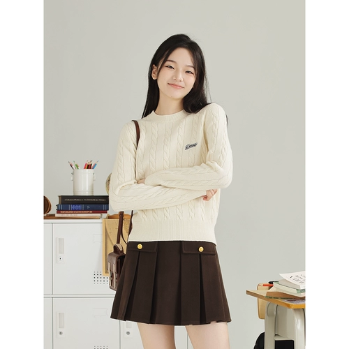 DESSUU Трикотажный цветной свитер, осенний, с вышивкой