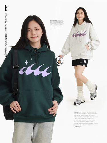 Классический женский свитшот с капюшоном Dessuu с принтом логотипа, весна 2025, новый базовый универсальный свободный тяжелый топ