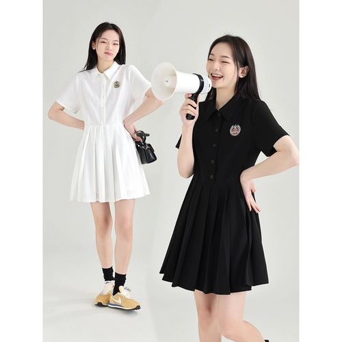 DESSUU Белая летняя рубашка, платье, юбка в складку, А-силуэт