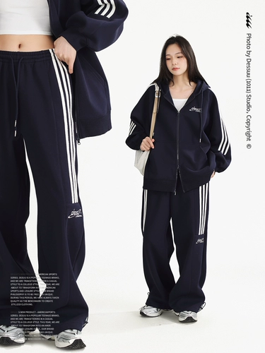 DESSUU Ретро спортивный костюм, толстовка с капюшоном, кардиган, осенние штаны, в американском стиле