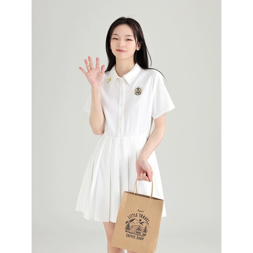 DESSUU Белая летняя рубашка, платье, юбка в складку, А-силуэт