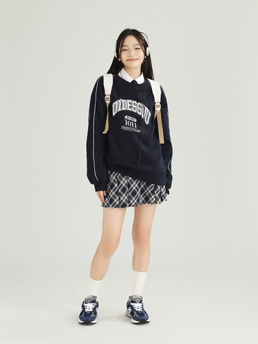 DESSUU Демисезонная утепленная утепленная толстовка, круглый воротник, оверсайз