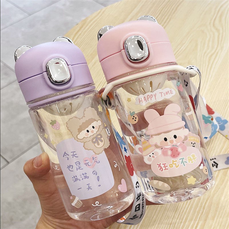 Brief frescoed student play cover plastic cup female portable cute girl's heart water cup trend Korean version with hand mug
