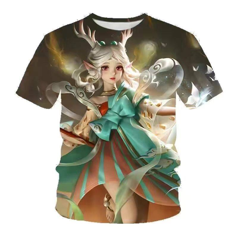 The king of glory Yao met the deer clothes men's and women's short-sleeved T-shirt spring and summer middle school students teenage children's tops
