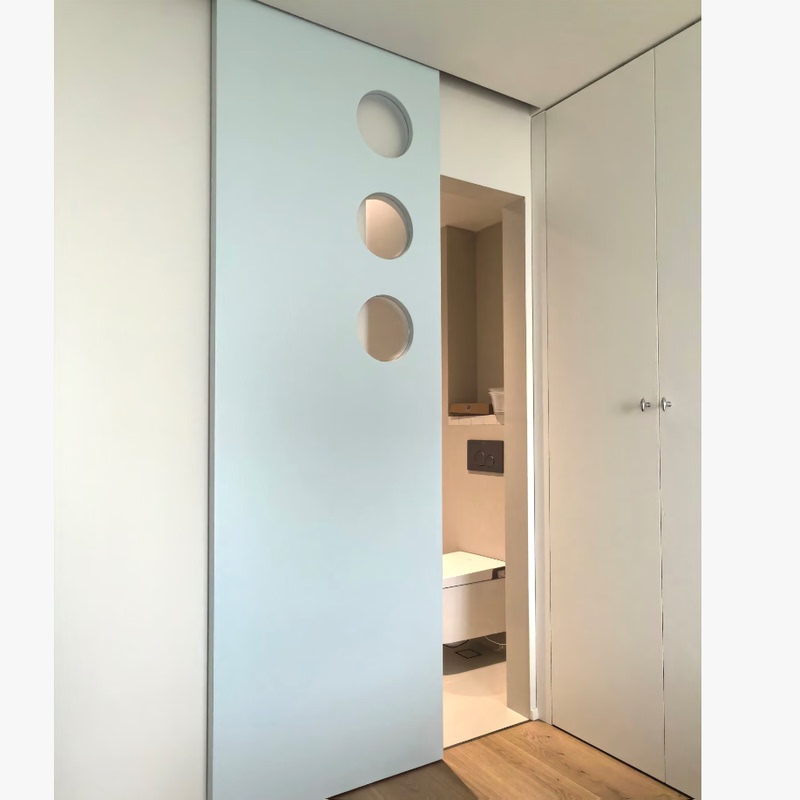 Light Blue Bathroom Sliding Door with Hanging Rail, Sliding Door, Ghost Door, Barn Door, Pocket Door, Kitchen Door, Bedroom Partition Door
