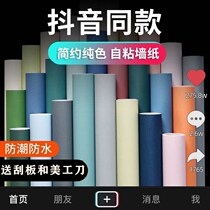 Wall Paper 100 m Pure Color Large Volume Self-Adhesive Wallpaper Waterproof Bedroom Room Decoration Renovated Sticker Background Wall Living Room