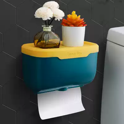 Simple cosmetic room tissue box non-perforated toilet waterproof sanitary carton roll toilet paper tube wall-mounted toilet paper rack